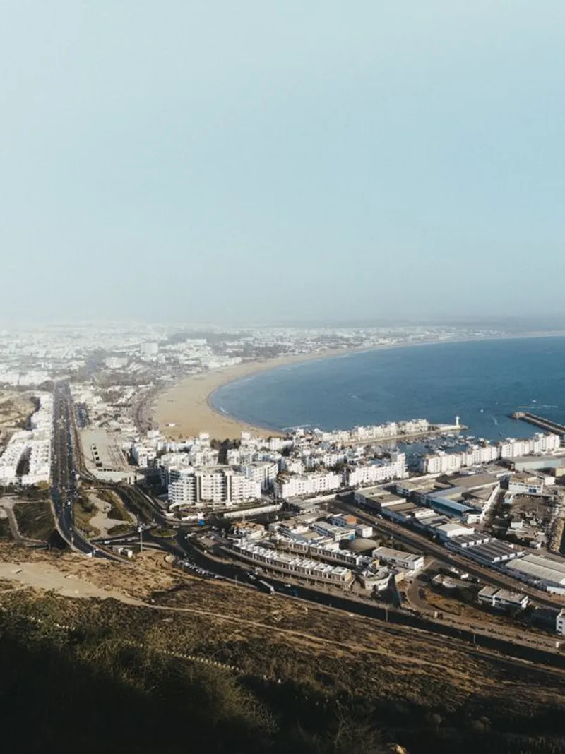 Agadir beach promenade and ocean view