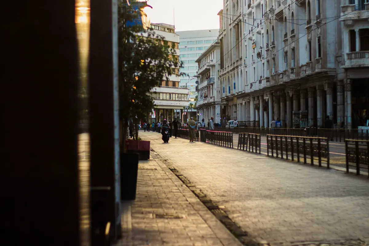 Traditional arcades and shops in the Quartier Habous