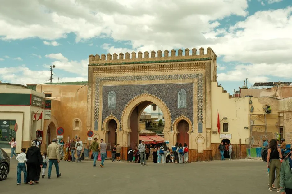 The blue-tiled Bab Boujeloud gate — the main entrance to Fes el-Bali